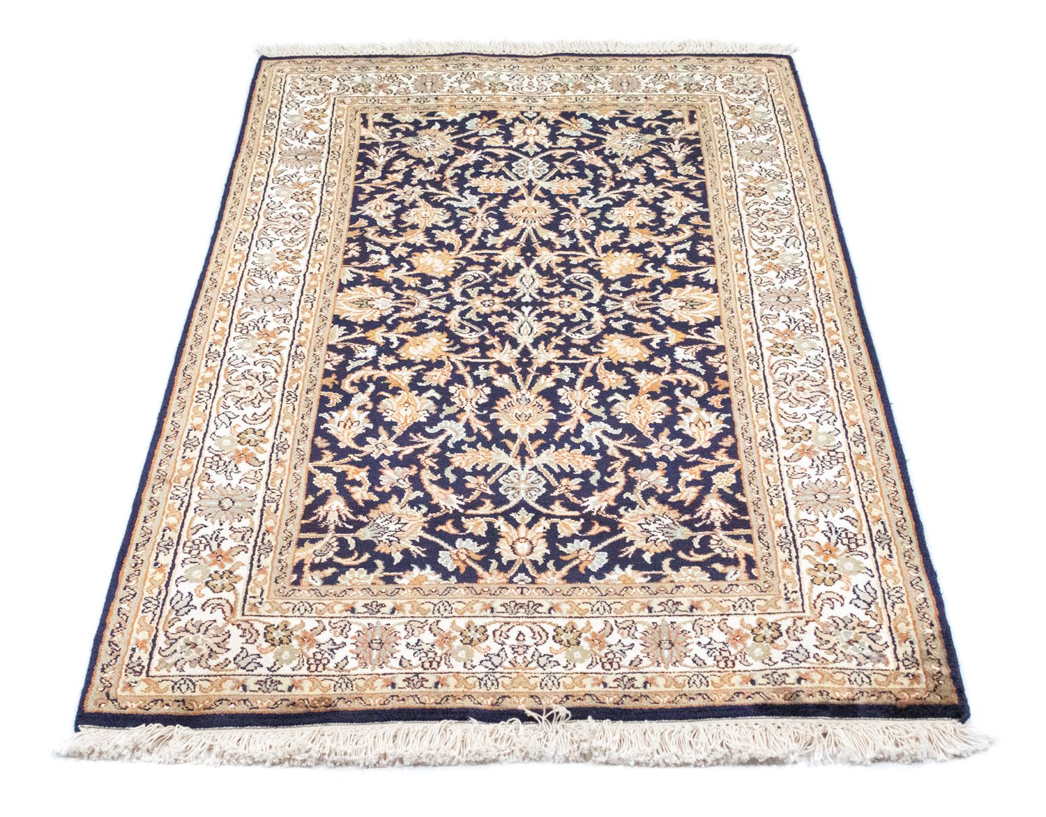 Tappeto di seta - Seta del Kashmir - 127 x 74 cm - blu