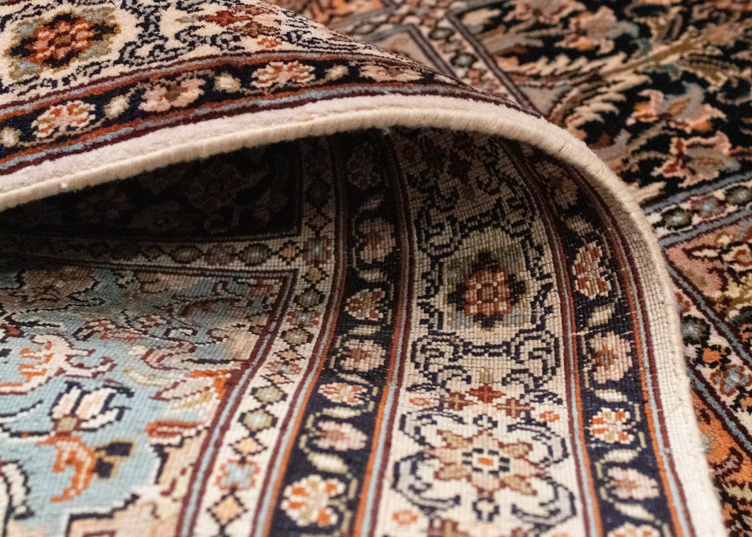 Tappeto di seta - Seta del Kashmir - 135 x 78 cm - multicolore