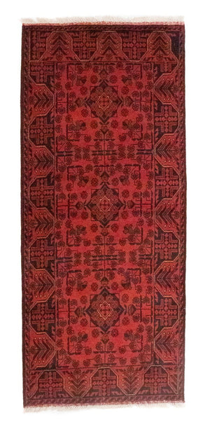 Tappeto corsia Tappeto afgano - Kunduz - 189 x 75 cm - rosso