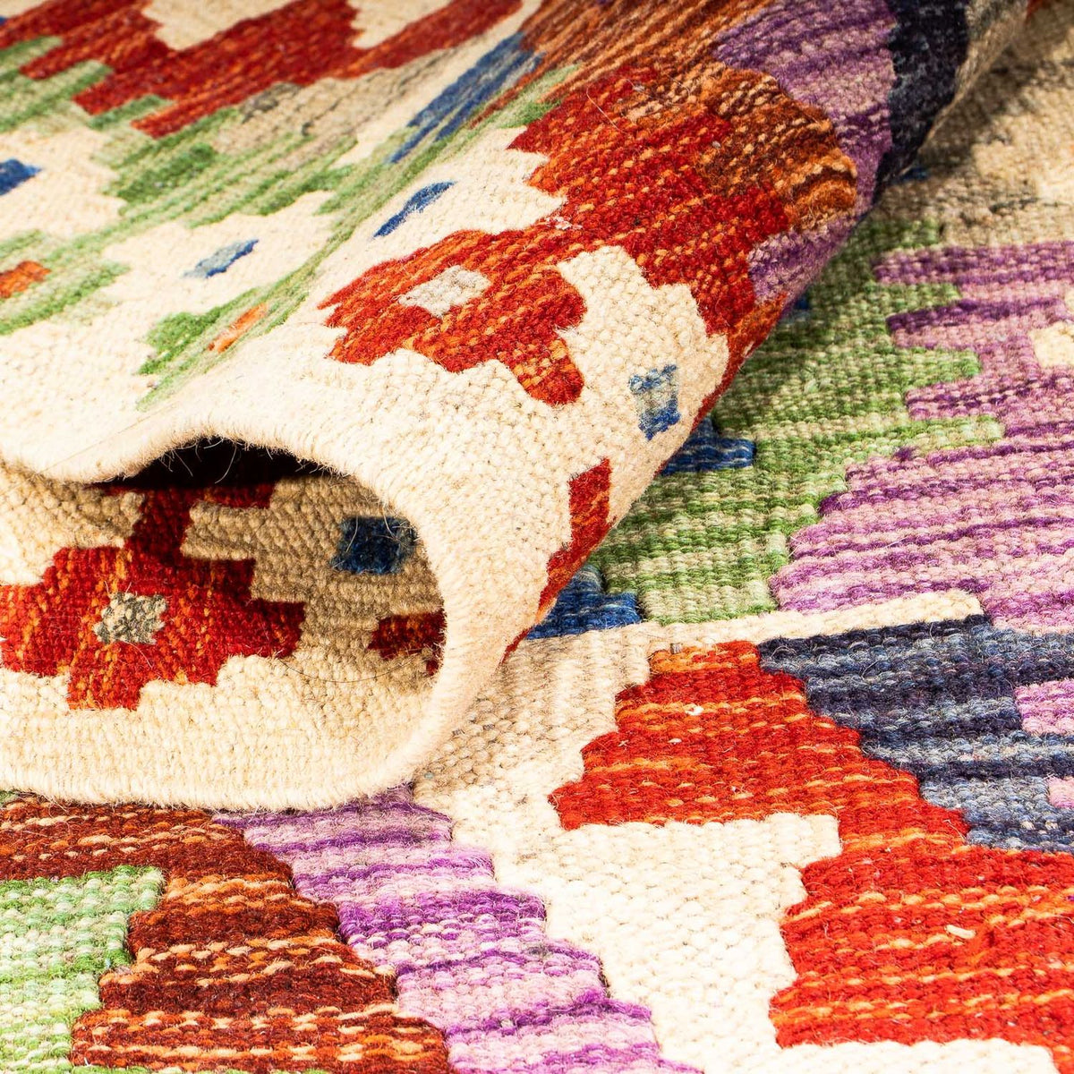 Tappeto corsia Tappeto Kelim - Splash - 305 x 81 cm - beige