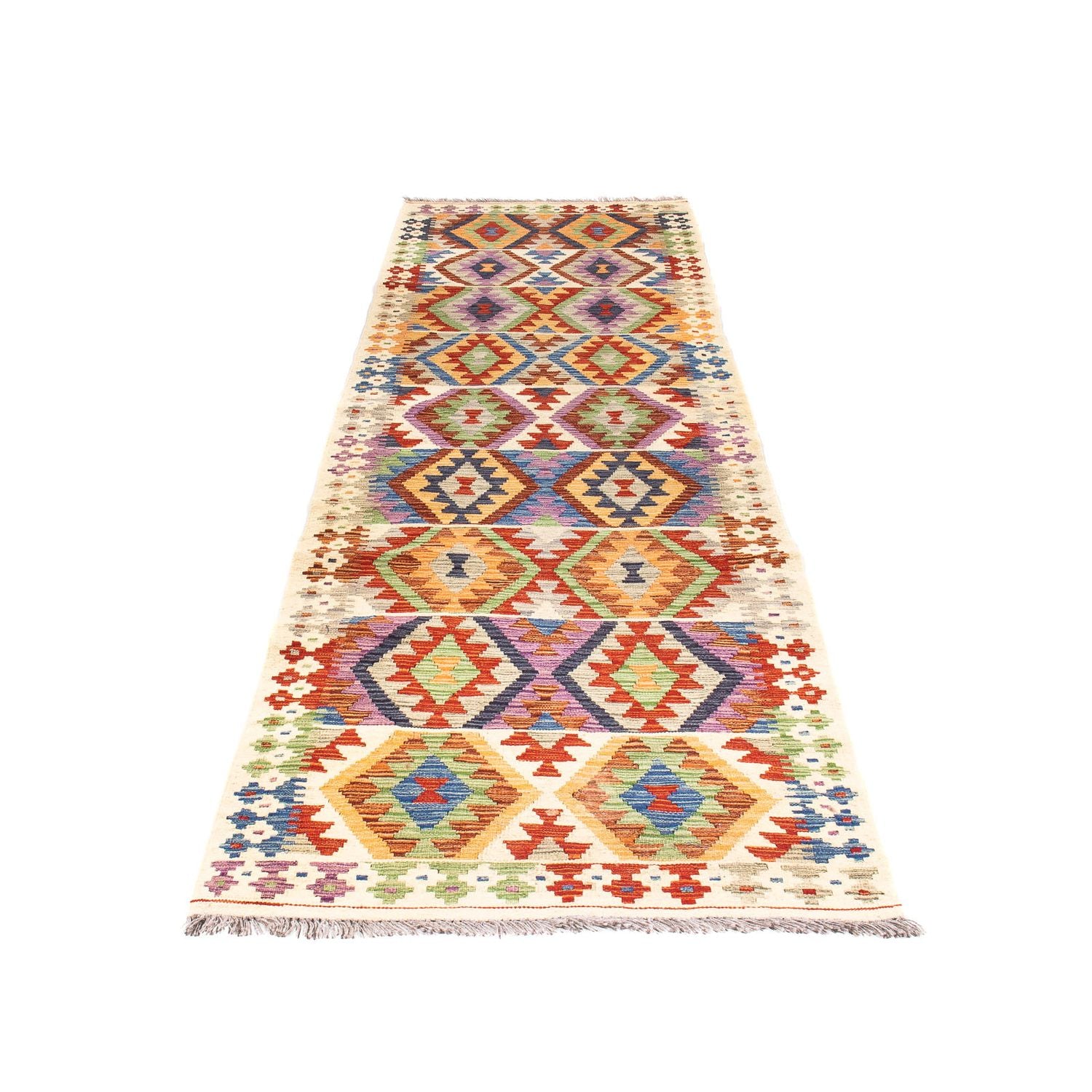 Tappeto corsia Tappeto Kelim - Splash - 305 x 81 cm - beige