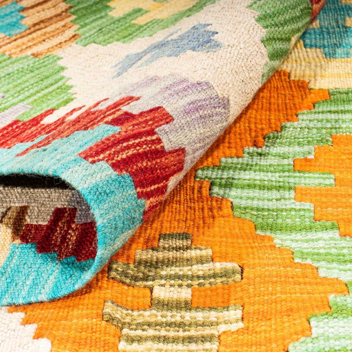 Tappeto Kelim - Splash - 254 x 174 cm - turchese