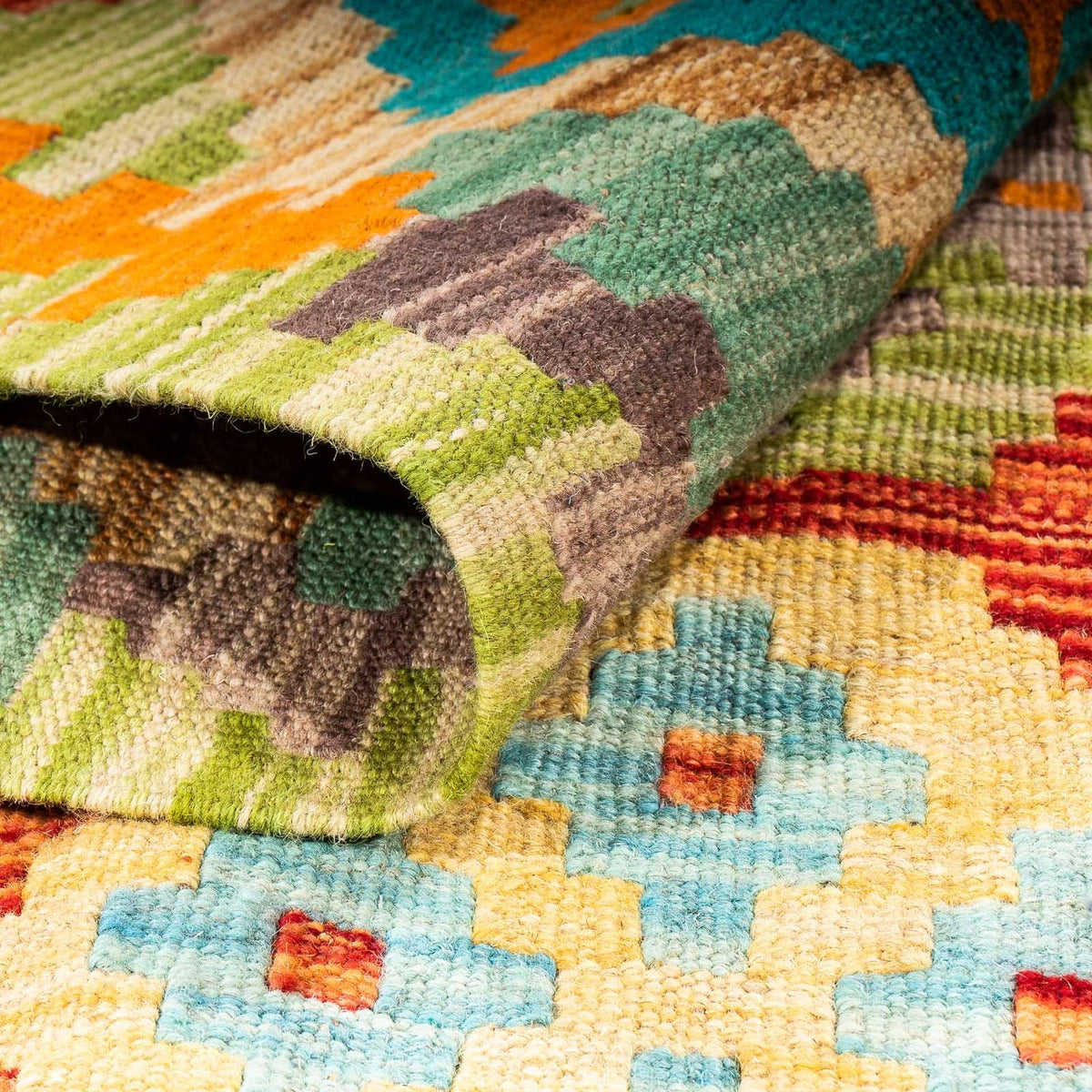 Tappeto Kelim - Splash - 205 x 155 cm - verde