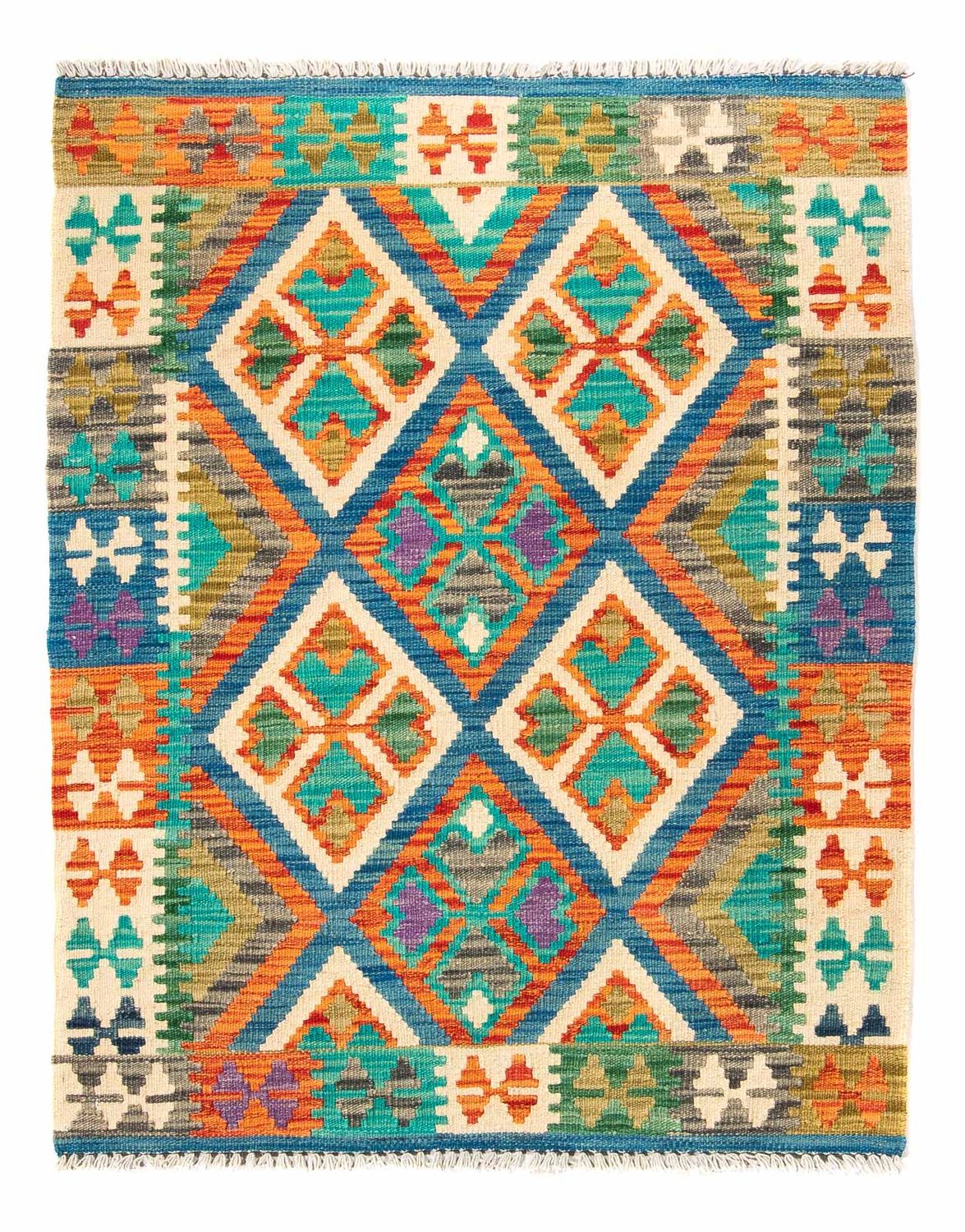 Tappeto Kelim - Splash - 115 x 92 cm - blu