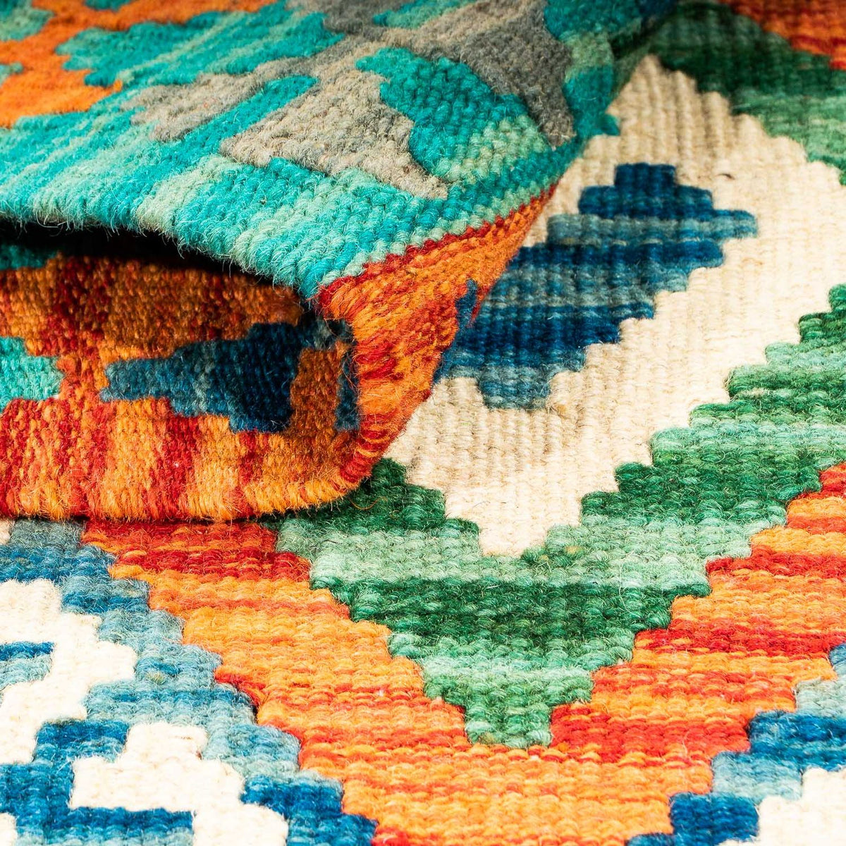 Tappeto Kelim - Splash - 115 x 92 cm - blu