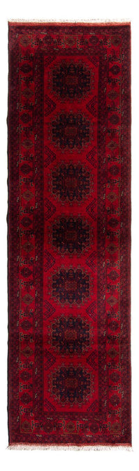Tappeto corsia Tappeto afgano - Kunduz - 295 x 82 cm - rosso scuro
