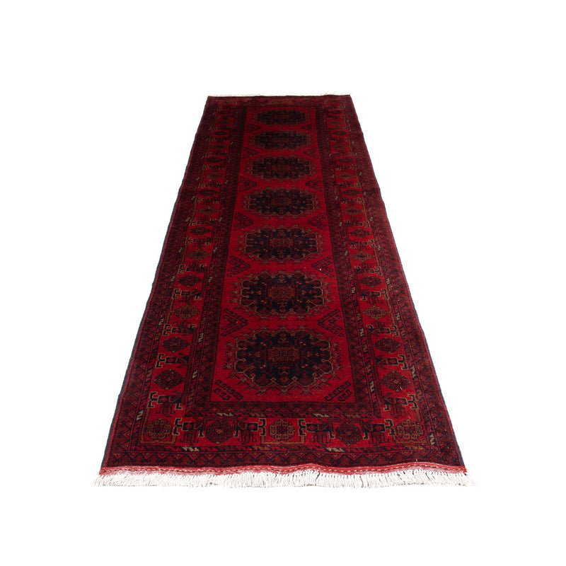 Tappeto corsia Tappeto afgano - Kunduz - 295 x 82 cm - rosso scuro