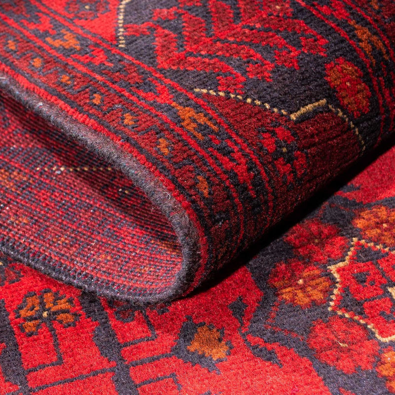 Tappeto corsia Tappeto afgano - Kunduz - 299 x 82 cm - rosso scuro