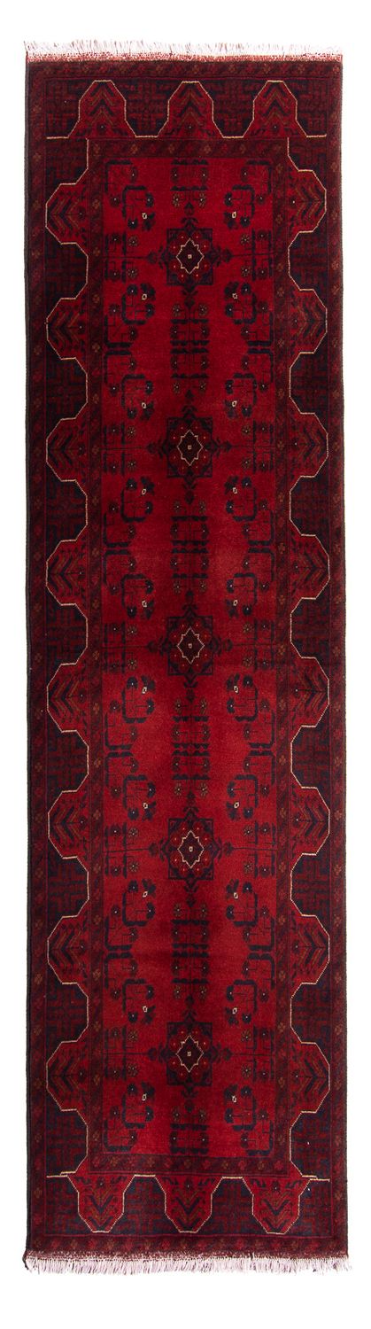 Tappeto corsia Tappeto afgano - Kunduz - 298 x 82 cm - rosso scuro