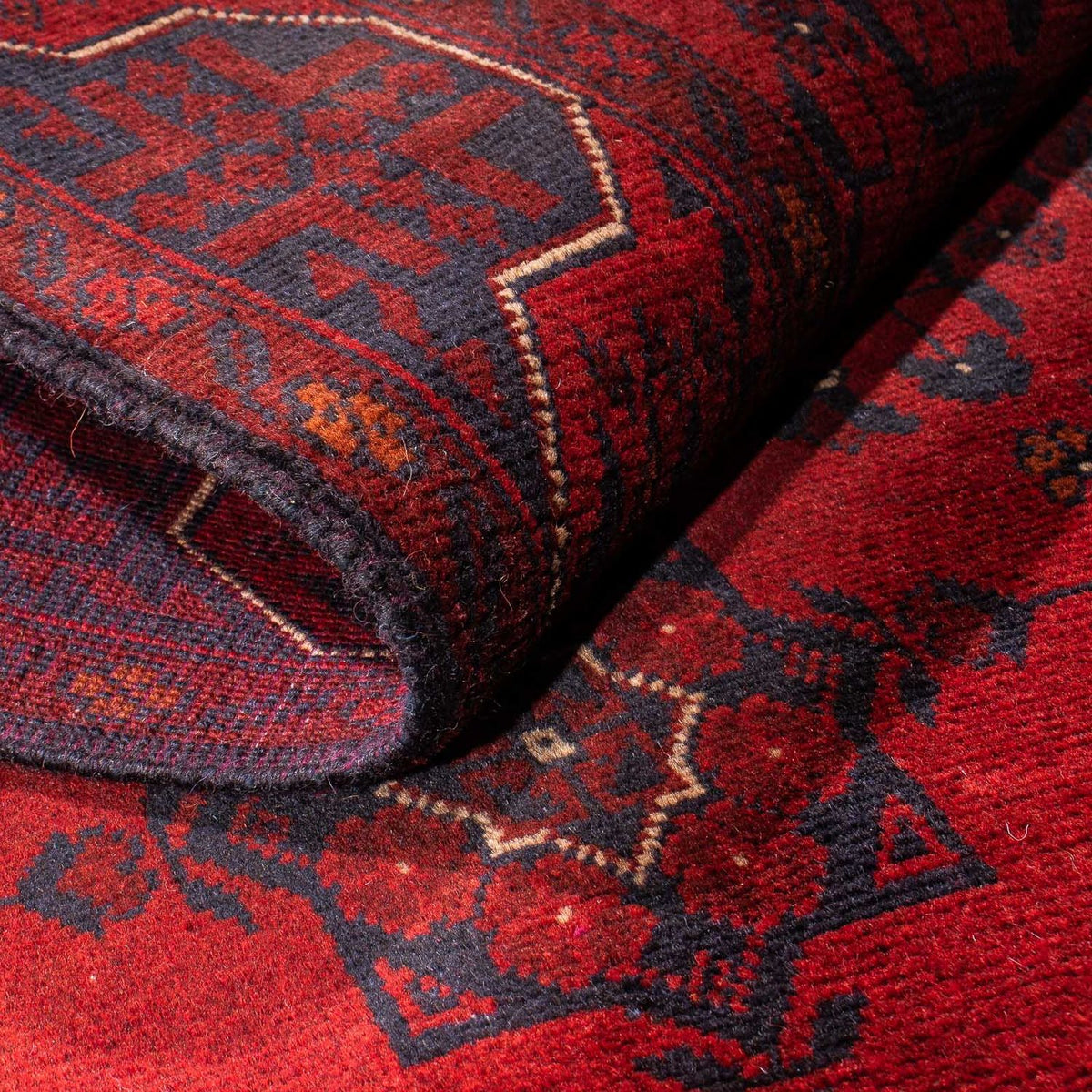 Tappeto corsia Tappeto afgano - Kunduz - 298 x 82 cm - rosso scuro