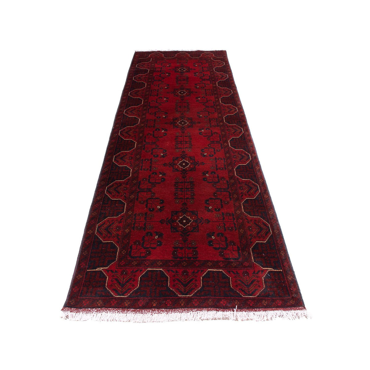 Tappeto corsia Tappeto afgano - Kunduz - 298 x 82 cm - rosso scuro