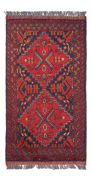 Tappeto afgano - Kunduz - 102 x 52 cm - rosso scuro