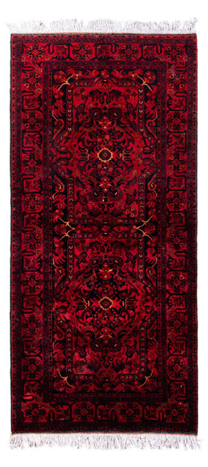 Tappeto afgano - Kunduz - 203 x 102 cm - rosso scuro
