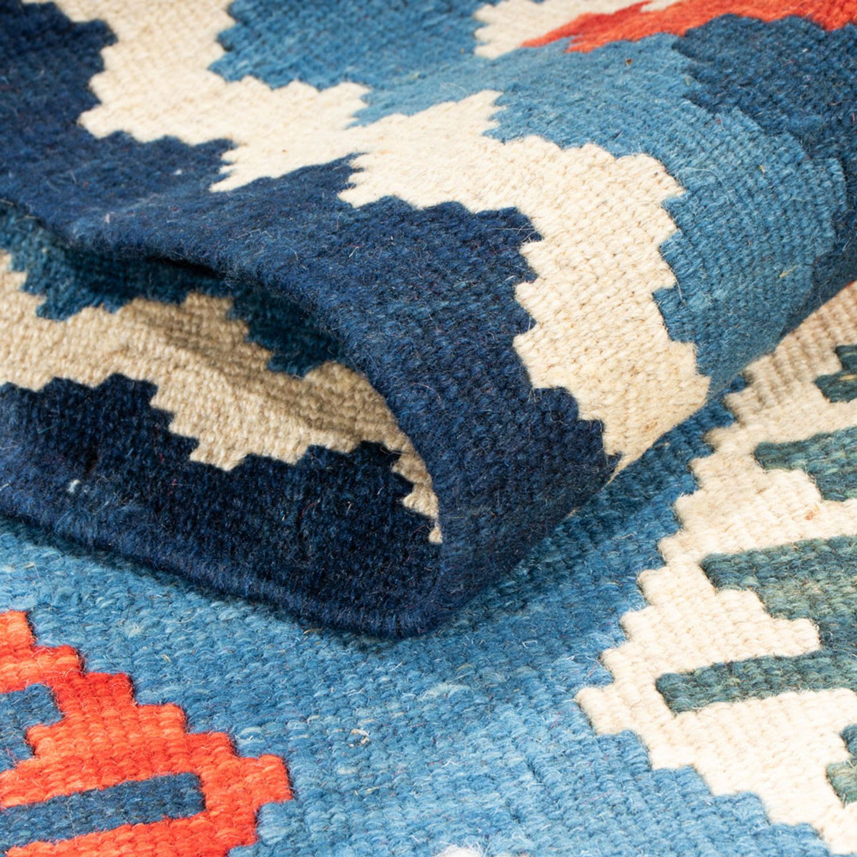 Tappeto corsia Tappeto Kelim - Orientale - 204 x 62 cm - blu