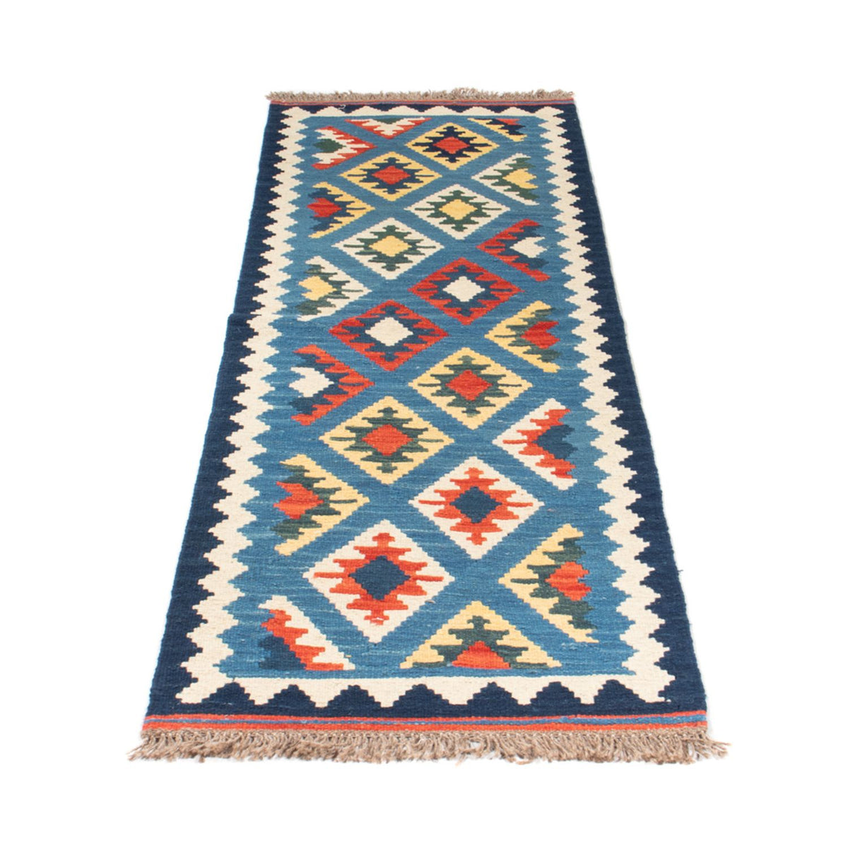 Tappeto corsia Tappeto Kelim - Orientale - 204 x 62 cm - blu