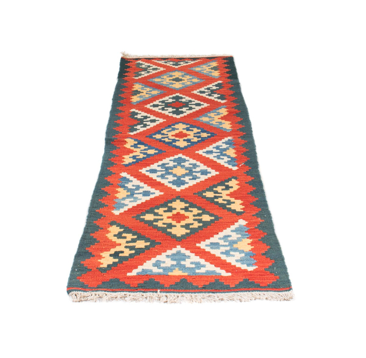 Tappeto corsia Tappeto Kelim - Orientale - 207 x 62 cm - rosso scuro