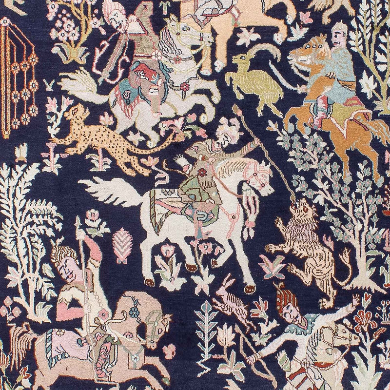 Tappeto di seta - Seta del Kashmir - 215 x 133 cm - blu scuro