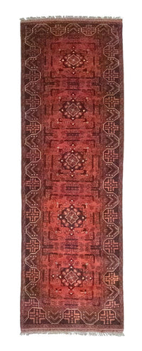 Tappeto corsia Tappeto afgano - Kunduz - 288 x 78 cm - rosso