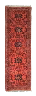 Tappeto corsia Tappeto afgano - Kunduz - 298 x 79 cm - rosso