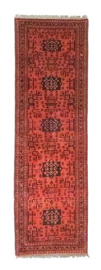 Tappeto corsia Tappeto afgano - Kunduz - 298 x 79 cm - rosso