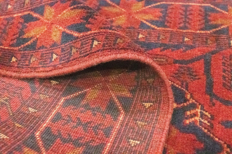 Tappeto corsia Tappeto afgano - Kunduz - 390 x 82 cm - rosso