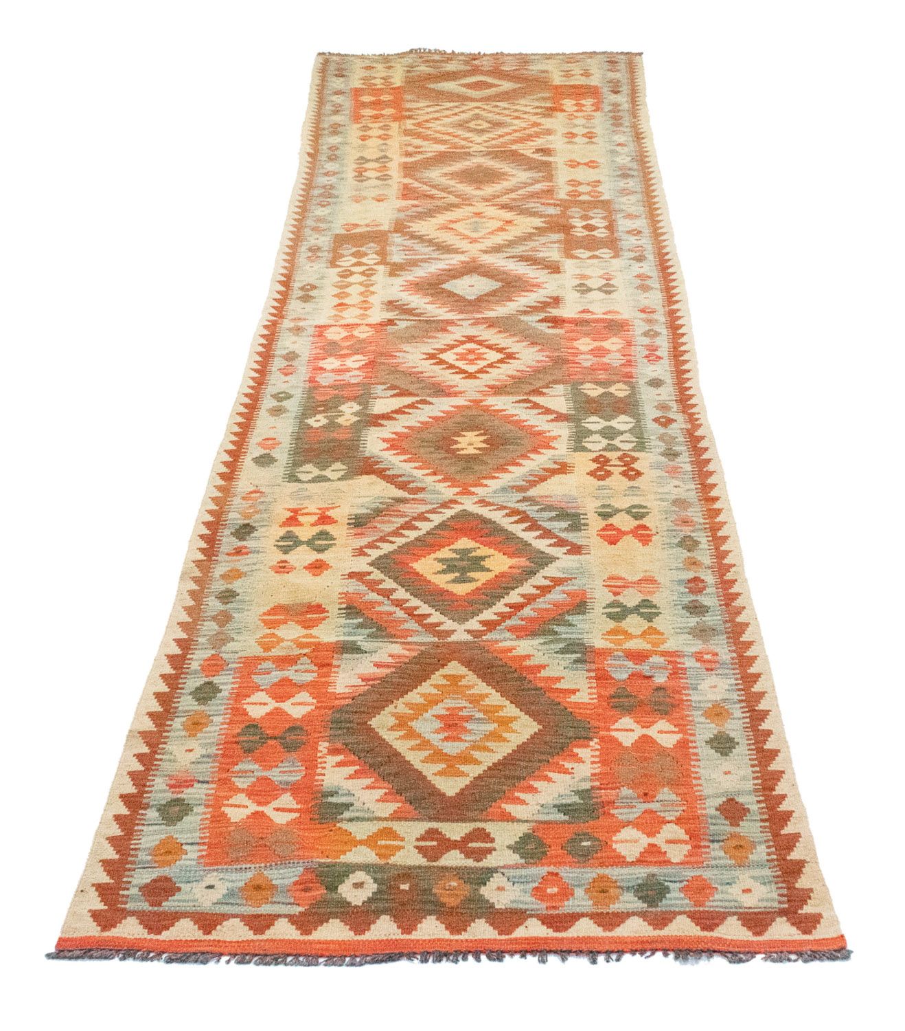 Tappeto corsia Tappeto Kelim - Orientale - 395 x 84 cm - marrone
