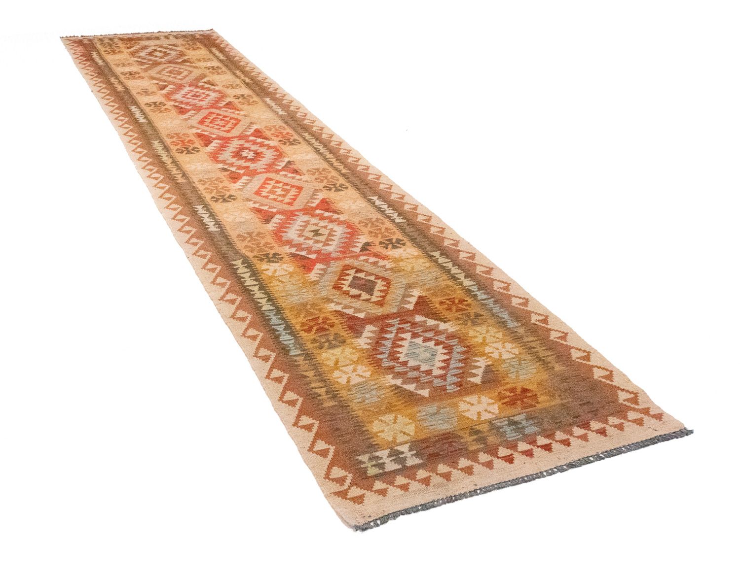 Tappeto corsia Tappeto Kelim - Orientale - 390 x 85 cm - marrone