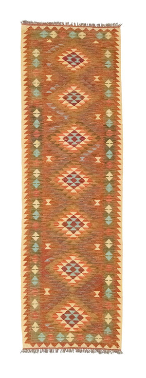 Tappeto corsia Tappeto Kelim - Orientale - 300 x 80 cm - marrone