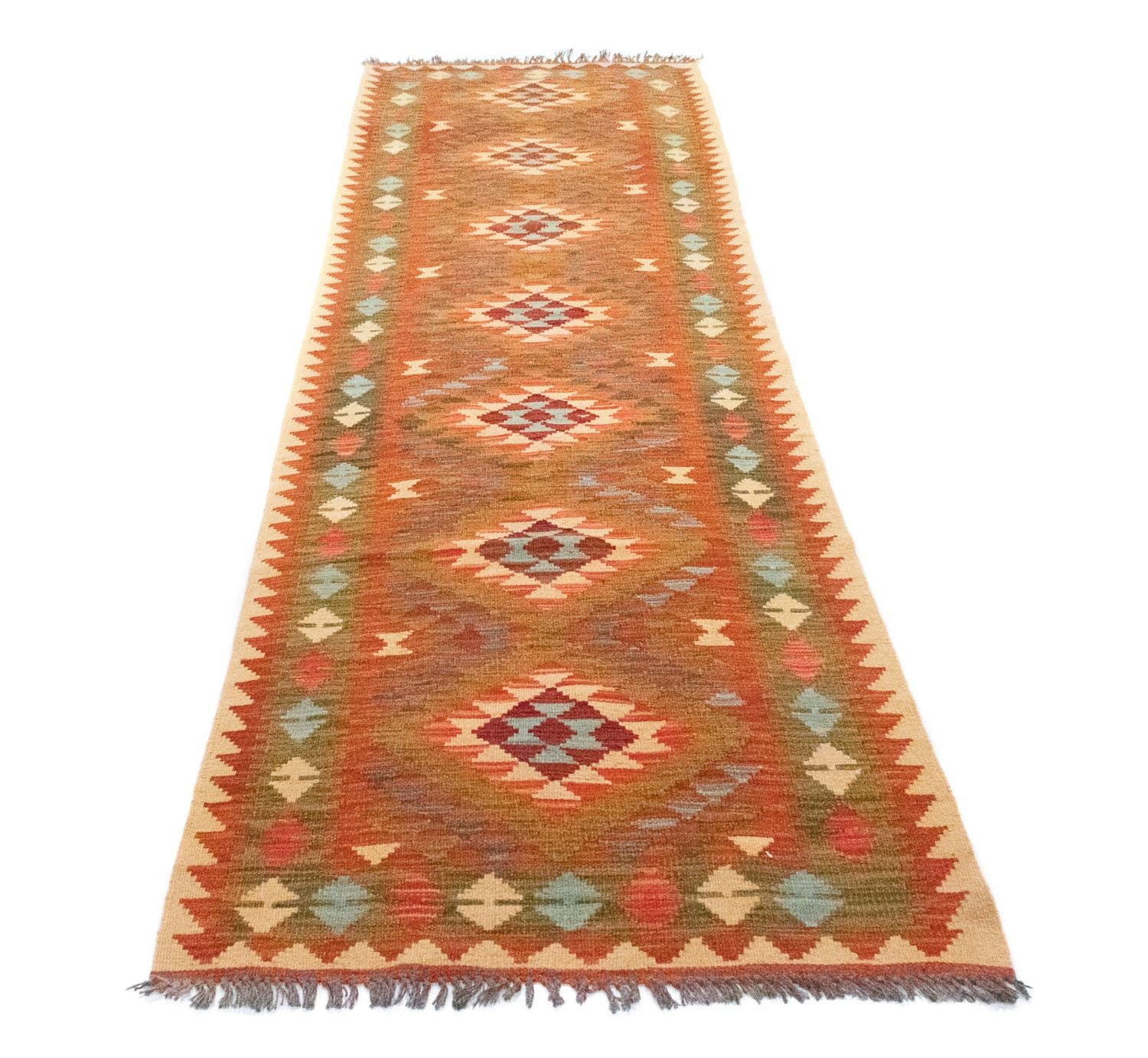 Tappeto corsia Tappeto Kelim - Orientale - 300 x 80 cm - marrone