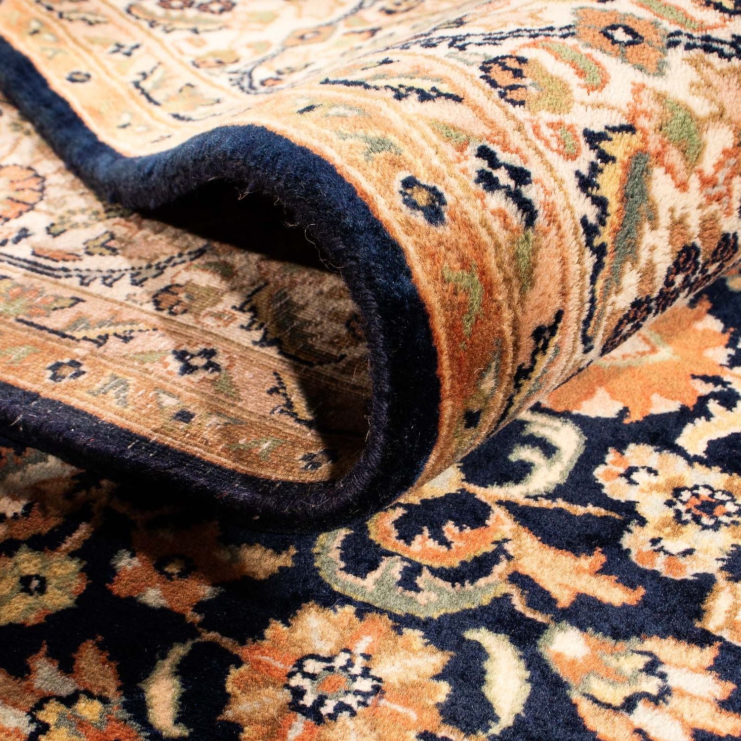 Tappeto orientale - Keshan - Indo - 230 x 168 cm - blu scuro