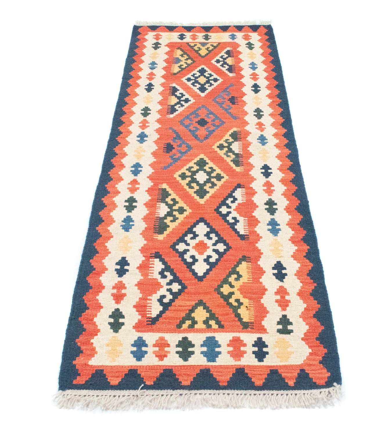 Tappeto corsia Tappeto Kelim - Orientale - 200 x 63 cm - arancione