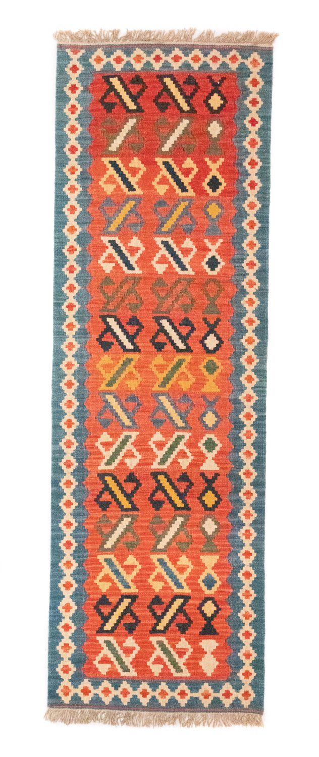 Tappeto corsia Tappeto Kelim - Orientale - 203 x 65 cm - arancione