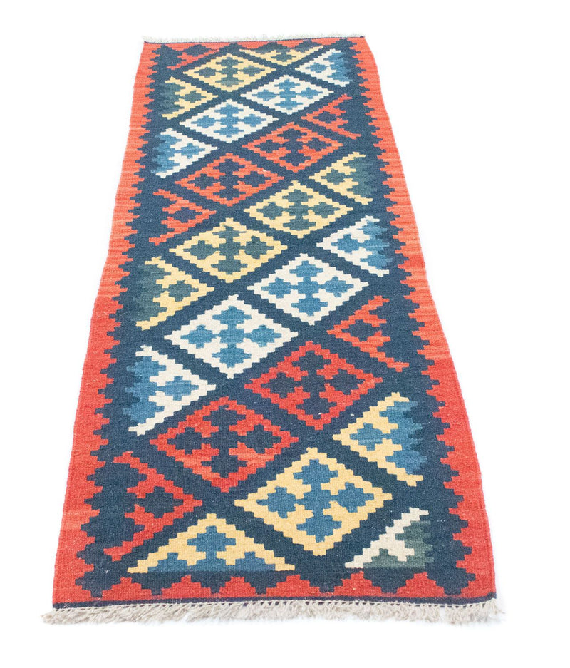 Tappeto corsia Tappeto Kelim - Orientale - 204 x 70 cm - blu