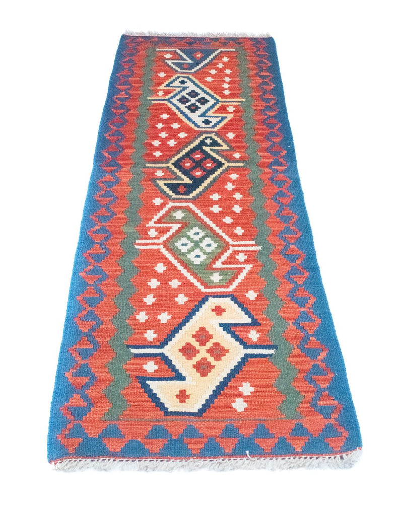 Tappeto corsia Tappeto Kelim - Orientale - 194 x 64 cm - arancione