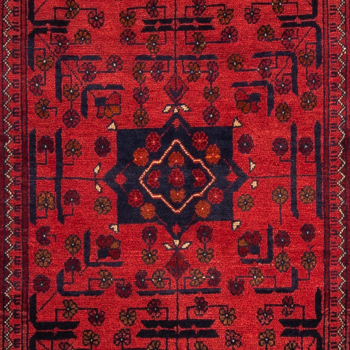 Tappeto corsia Tappeto afgano - Kunduz - 298 x 79 cm - rosso scuro