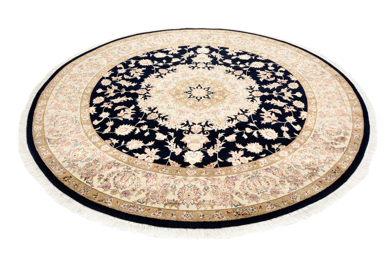 Tappeto orientale - Tabriz rotondo  - 218 x 216 cm - blu scuro
