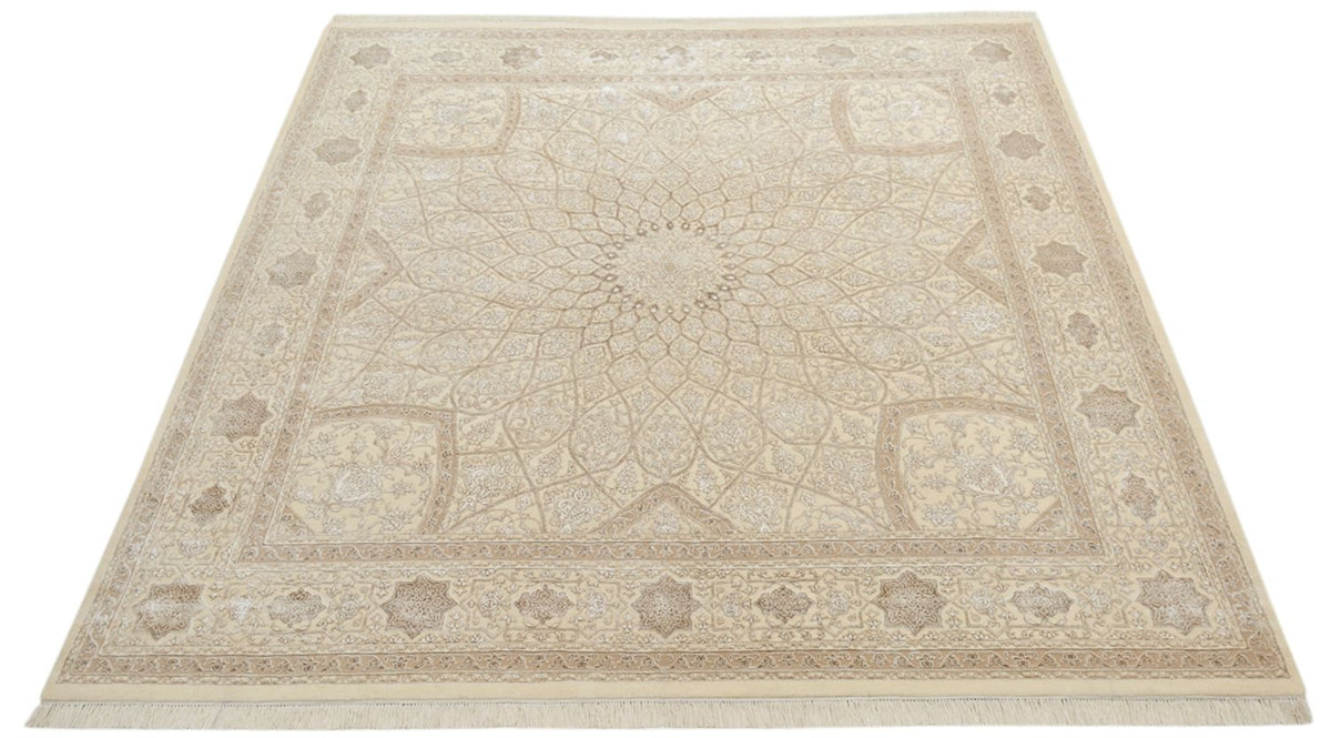 Tappeto orientale quadrato  - 251 x 249 cm - beige scuro