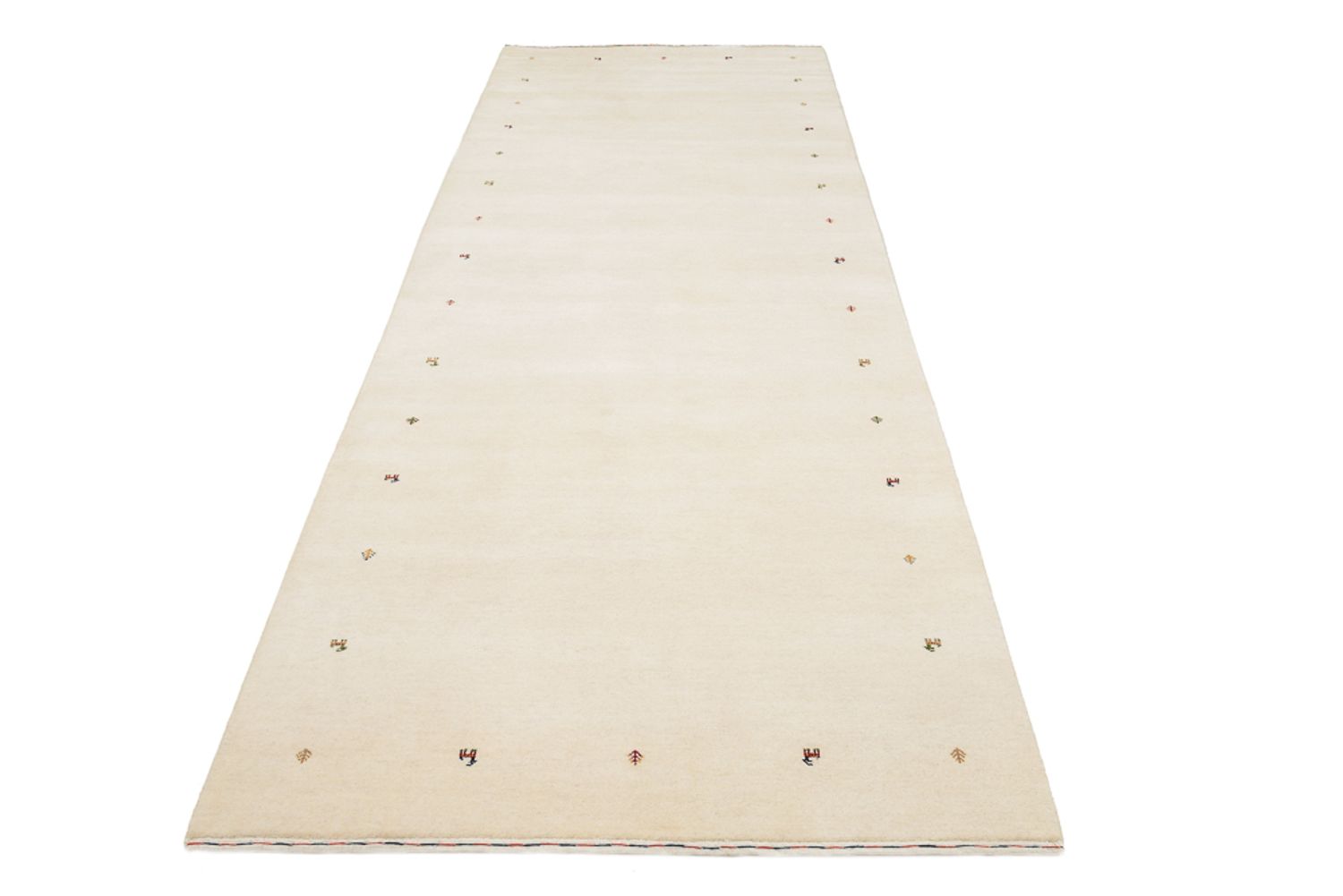 Tappeto corsia Tappeto Gabbeh - Loribaft Indus - 334 x 128 cm - crema