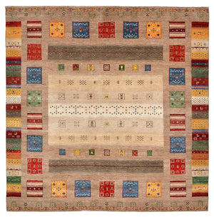 Tappeto Gabbeh - Loribaft Indus quadrato  - 203 x 201 cm - multicolore