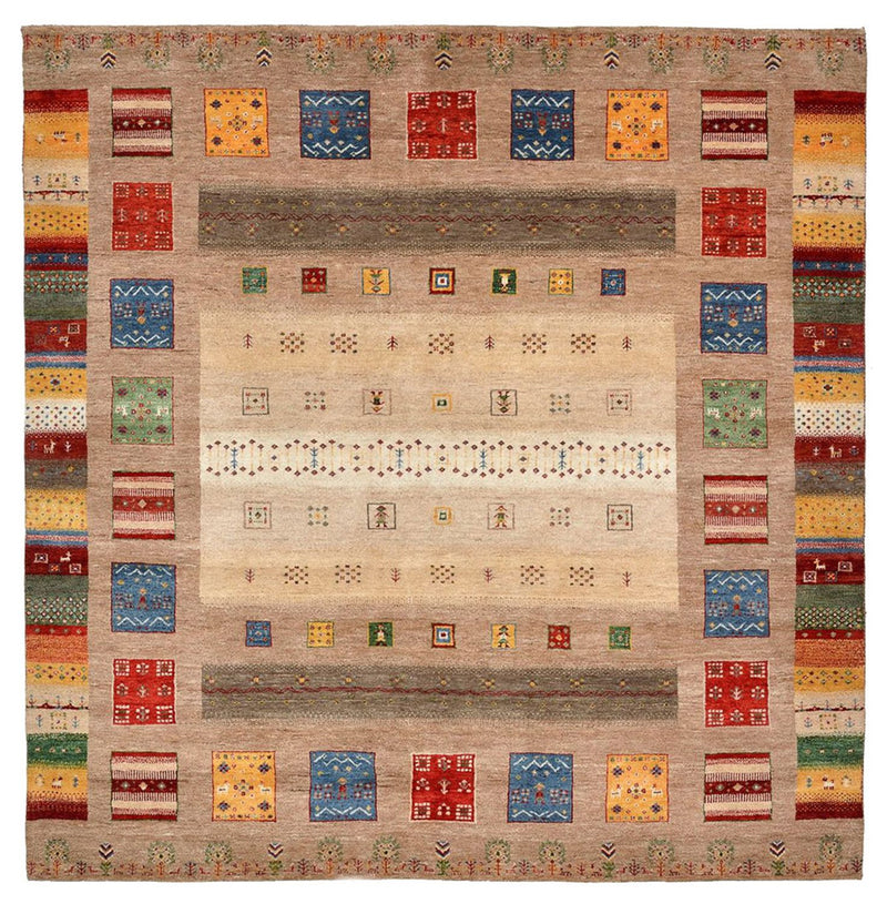 Tappeto Gabbeh - Loribaft Indus quadrato  - 203 x 201 cm - multicolore