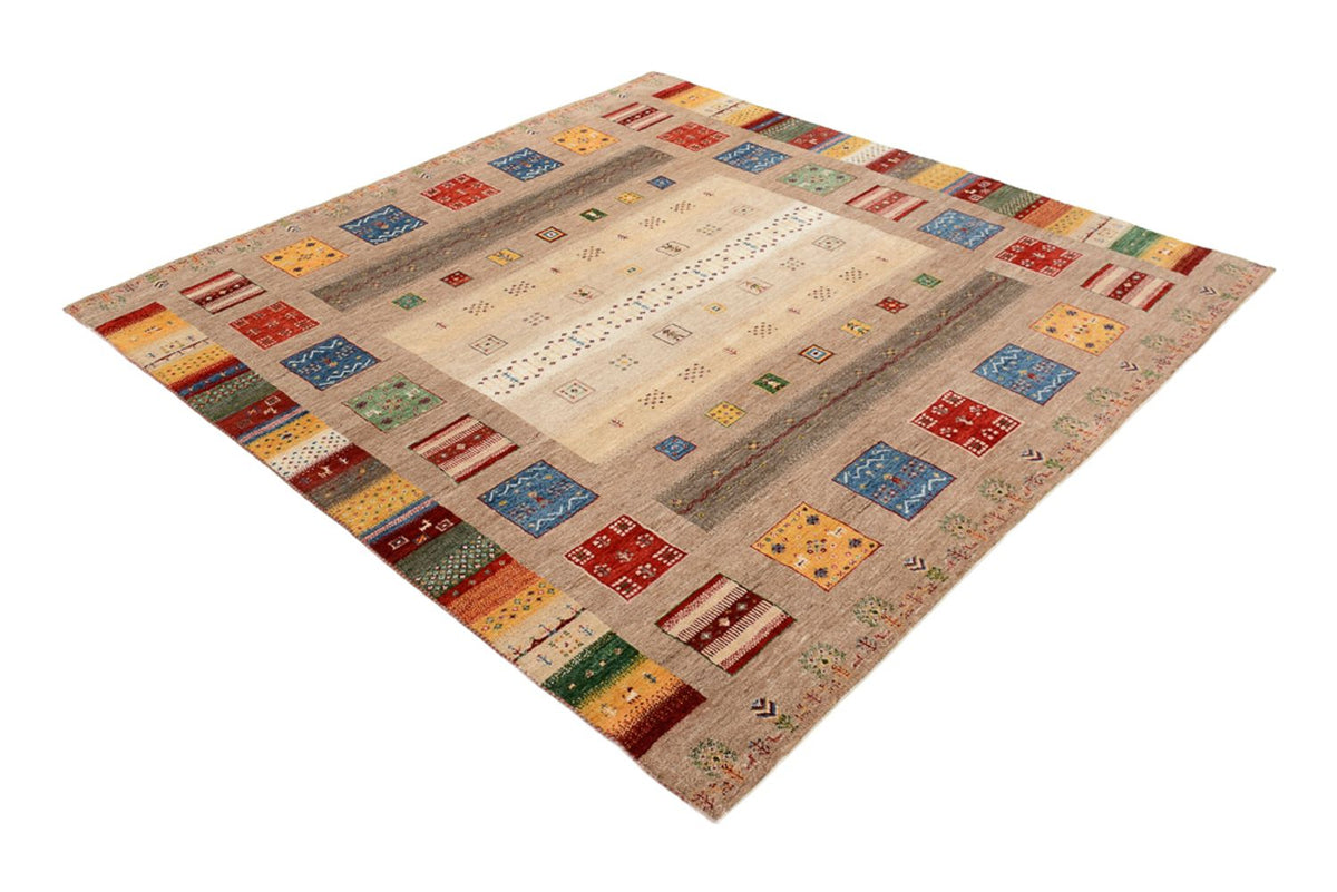 Tappeto Gabbeh - Loribaft Indus quadrato  - 203 x 201 cm - multicolore