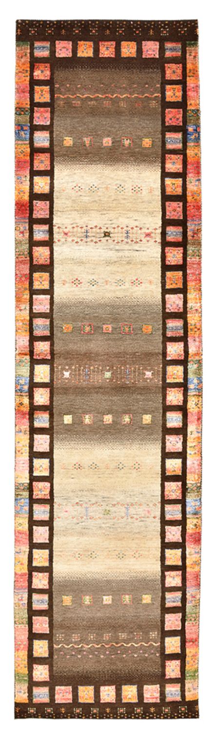 Tappeto corsia Tappeto Gabbeh - Loribaft Indus - 306 x 80 cm - beige scuro