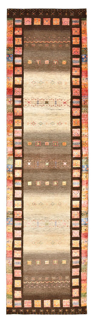 Tappeto corsia Tappeto Gabbeh - Loribaft Indus - 306 x 80 cm - beige scuro