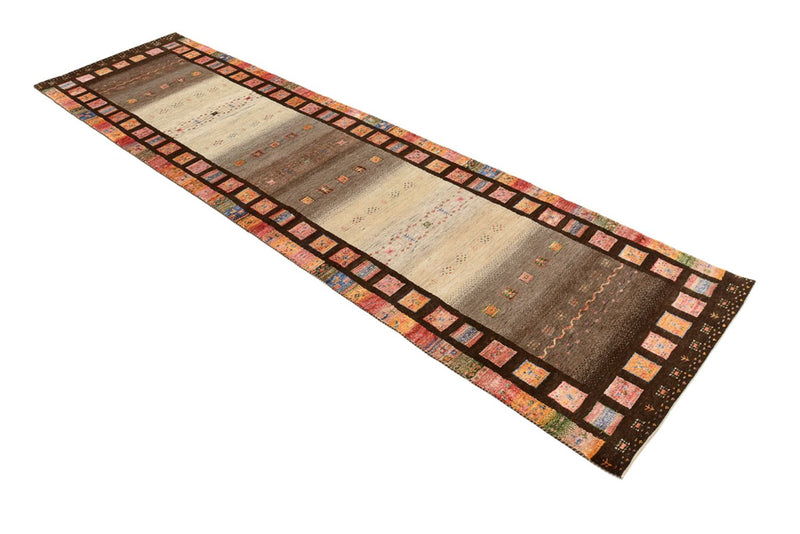 Tappeto corsia Tappeto Gabbeh - Loribaft Indus - 306 x 80 cm - beige scuro