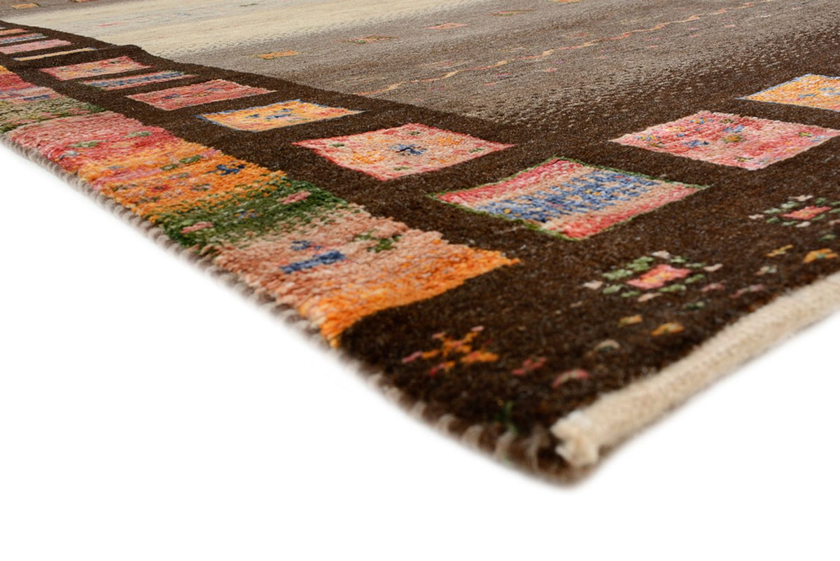 Tappeto corsia Tappeto Gabbeh - Loribaft Indus - 306 x 80 cm - beige scuro