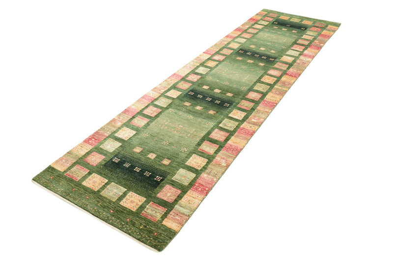 Tappeto corsia Tappeto Gabbeh - Loribaft Indus - 296 x 82 cm - verde