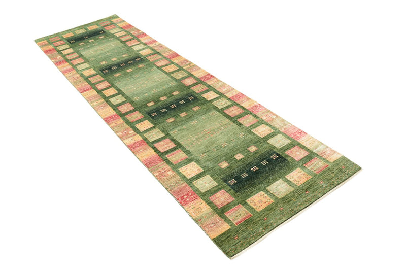 Tappeto corsia Tappeto Gabbeh - Loribaft Indus - 296 x 82 cm - verde