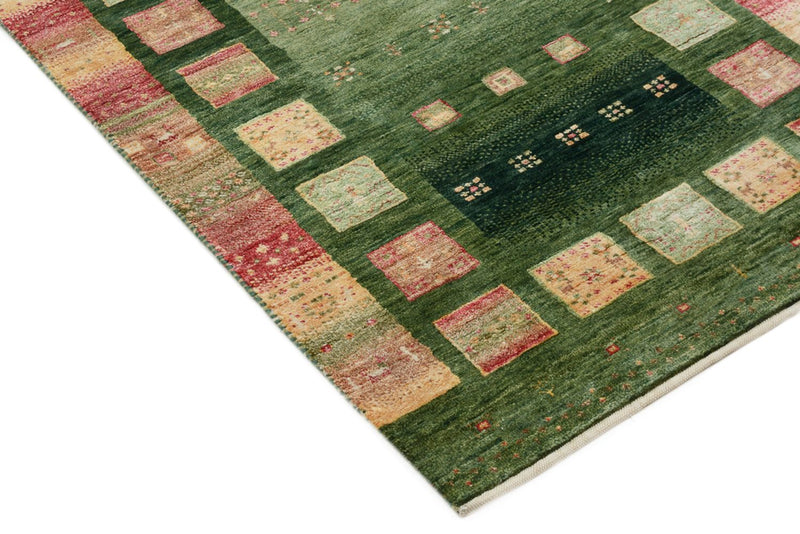 Tappeto corsia Tappeto Gabbeh - Loribaft Indus - 296 x 82 cm - verde