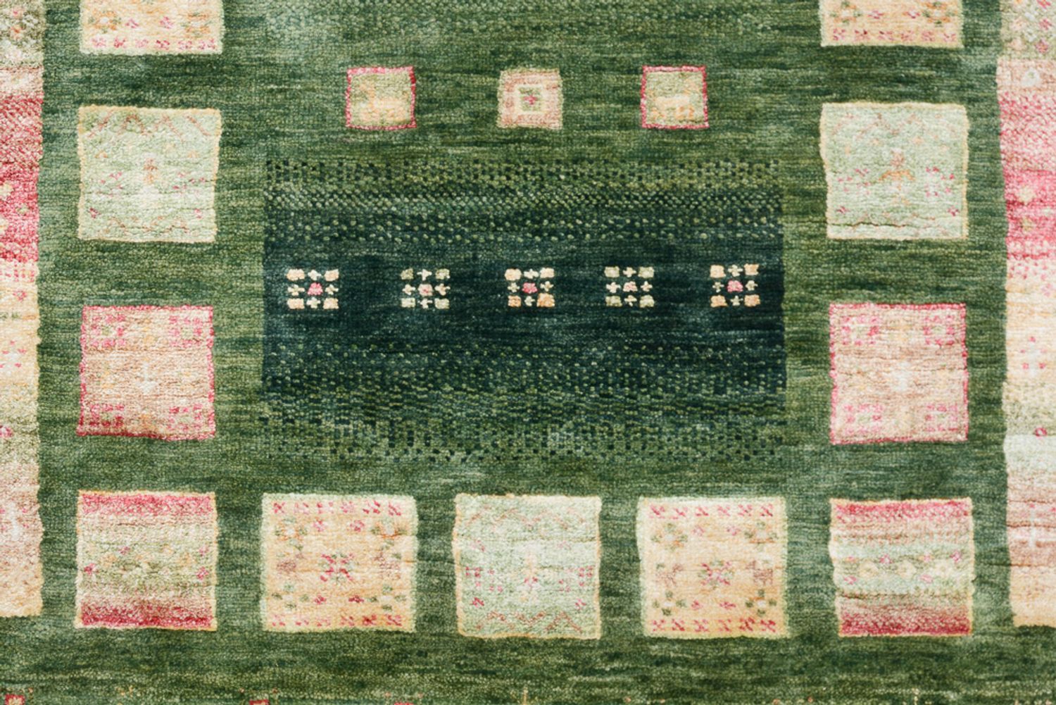 Tappeto corsia Tappeto Gabbeh - Loribaft Indus - 296 x 82 cm - verde