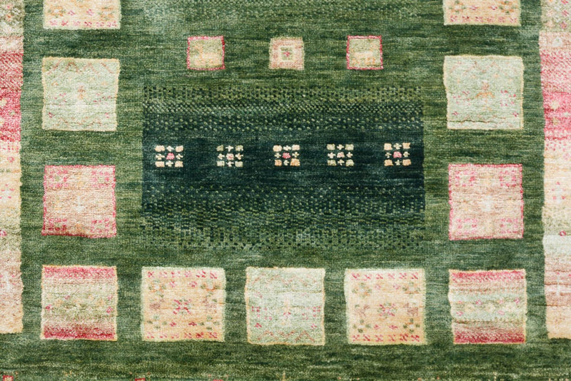 Tappeto corsia Tappeto Gabbeh - Loribaft Indus - 296 x 82 cm - verde